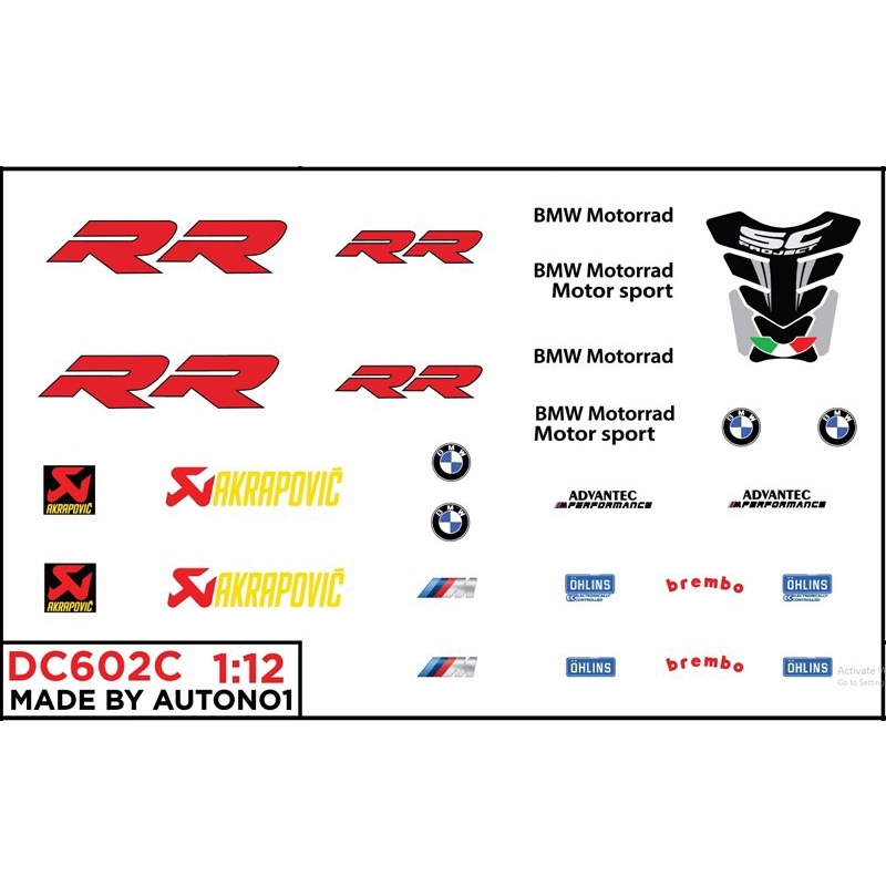 DECAL NƯỚC ĐỘ BMW S1000 S1000RR - PETRONAS - CÁ MẬP -  2020 WSBK TỈ LỆ 1:12 DC602