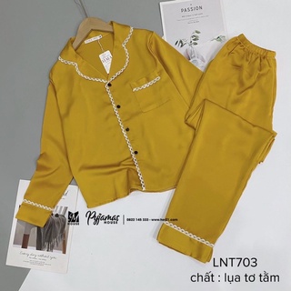 Bộ Pijama Bộ Ngủ Lụa Ren Tay Dài