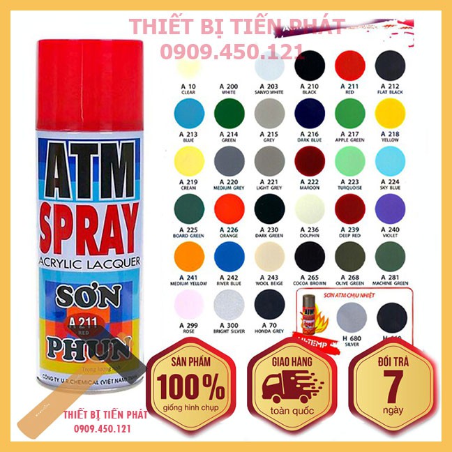 Sơn Xịt ATM Cầm Tay, Sơn Phun ATM Spray Full Màu (Chính Hãng) Màu Nào Không Có Nhắn Shop Nhé.