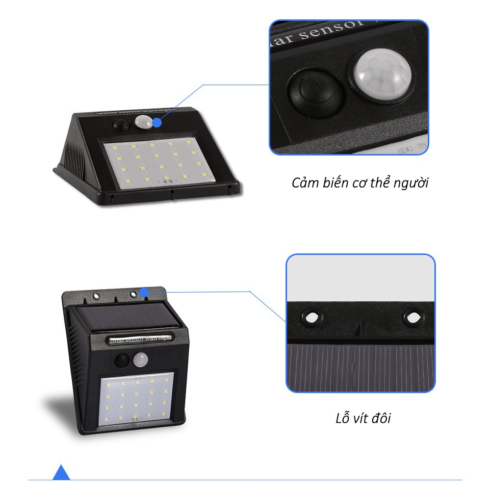 Đèn led cảm biến chống trộm sử dụng năng lượng mặt trời chống nước