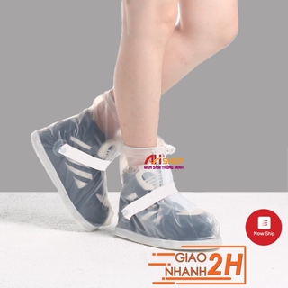 Ủng bọc giày đi mưa nam nữ khóa chống nước 2 lớp đế chống trượt cao cổ 20 cm