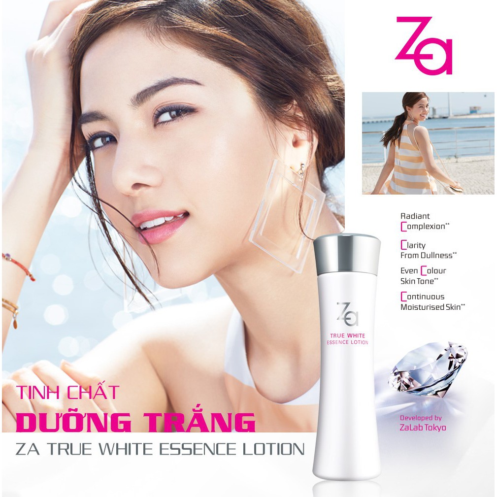 Tinh chất dưỡng trắng da 3 trong 1 ZA True White Essence Lotion - 150ml