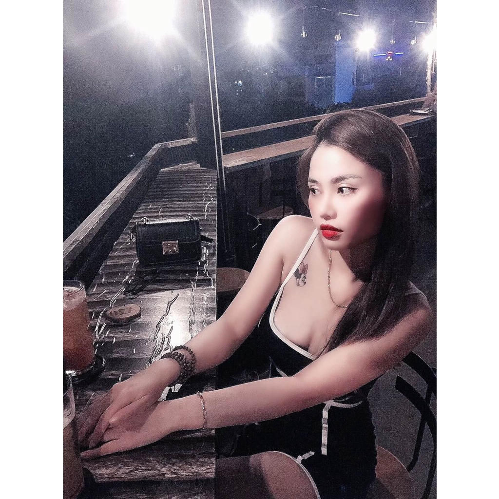 Đầm body 2 dây phối viền chất vải thun Borip FreeSIze dưới 52kg, Váy ngắn nữ ôm sexy | BigBuy360 - bigbuy360.vn