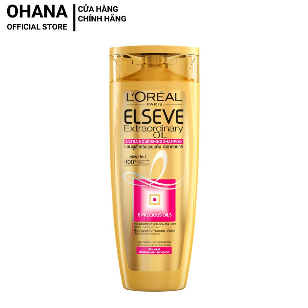 Dầu gội tinh dầu hoa tự nhiên suôn mượt bồng bềnh L'Oreal Paris Elseve Extraordinary Oil Ultra Nourishing 130ml