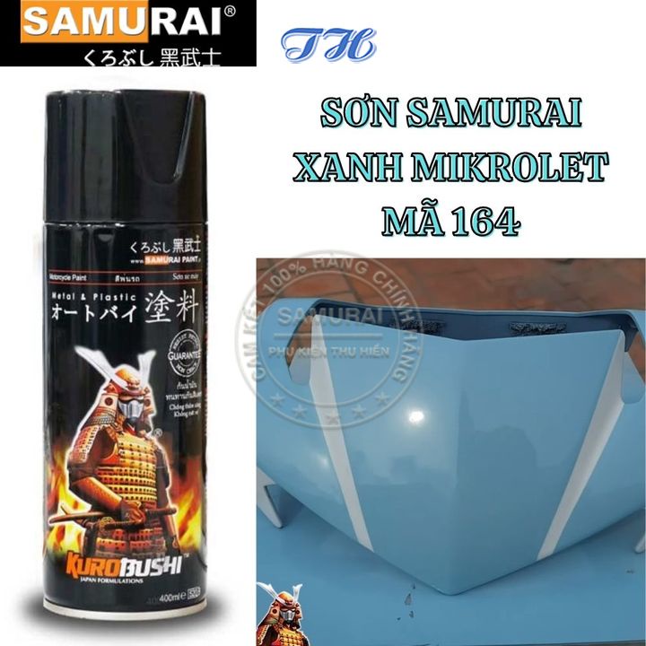 Sơn Xịt Samurai chuyên dùng cho xe máy màu xanh mikrolet 164 chống cháy, chống rạn nứt, vòi xịt chống chảy