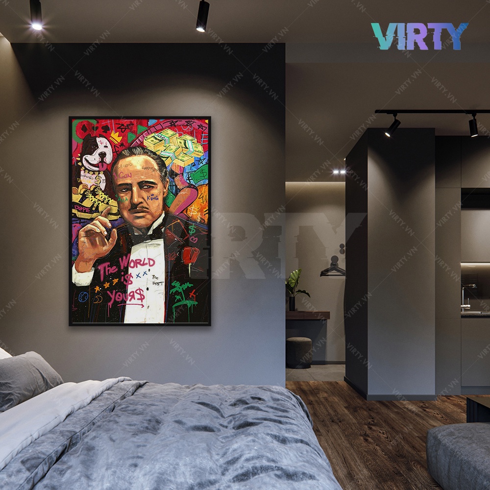 Tranh treo tường GRAFFITI COLORFUL kèm khung composite VIRTY Tranh Canvas decor phòng ngủ, phòng làm việc