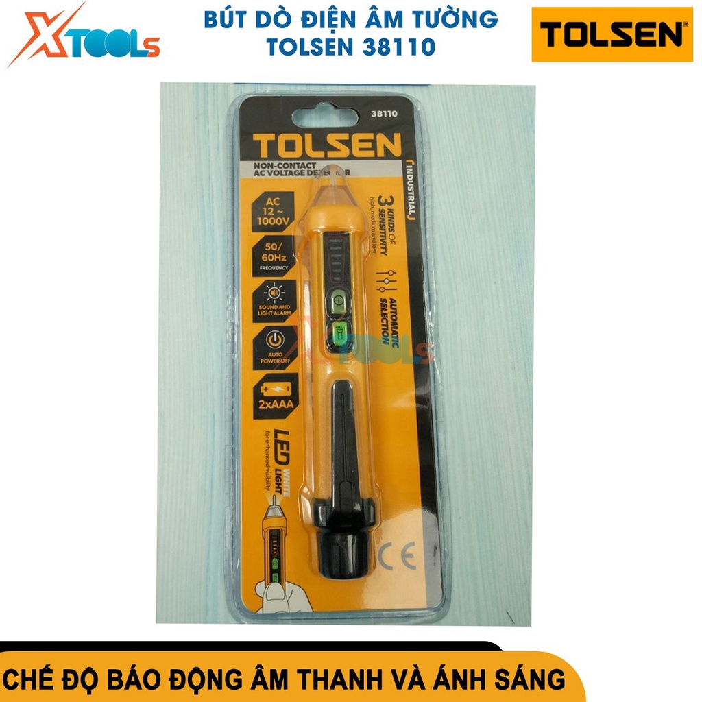 Bút thử điện kỹ thuật số đa năng thông minh 12-1000V TOLSEN 38110 đầu dò điện áp cảm ứng dây pha [CHÍNH HÃNG][XTOOLS]