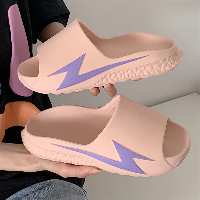 Oeggeo Dép Đế Bằng Họa Tiết Sấm Sét Cho Nam Và Nữ Lau Nhà