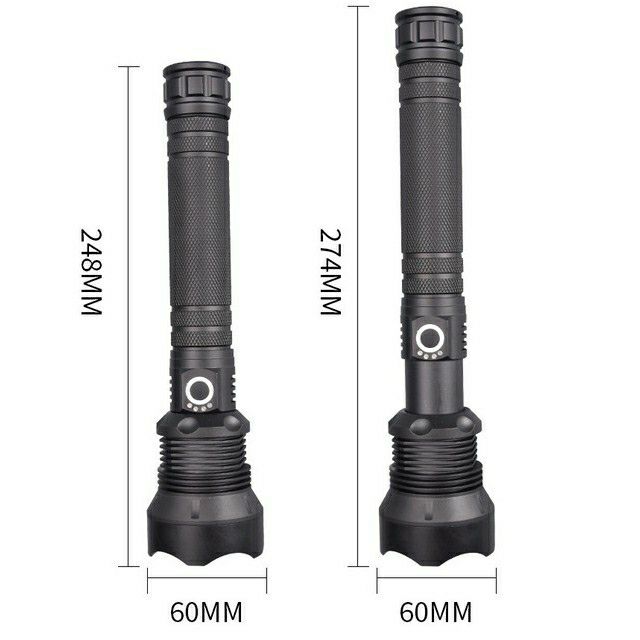 Đèn pin công suất cao mới P70 LED hợp kim nhôm 2 pin 26650 USB sạc