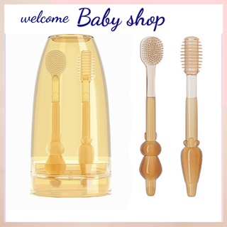 Set rơ lưỡi và bàn chải đánh răng silicon cho bé từ 0 - 18 tháng [ hayebaby]