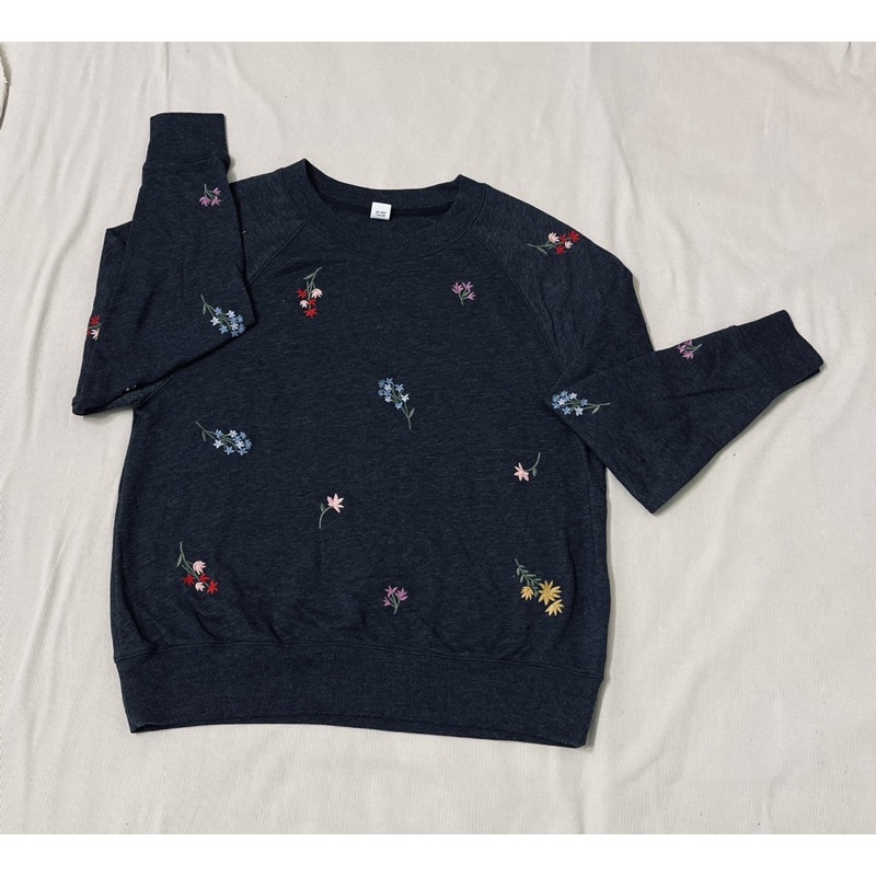 Vnxk O..ld..na…vy Áo nỉ da cá thêu hoa sweatshirt