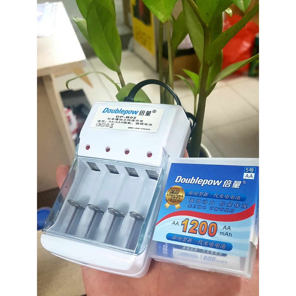 Pin Sạc AA 1200mah , Sạc Pin Tiểu Đa Năng - Sạc Pin AA & AAA  Doublepow B02 | Chính Hãng