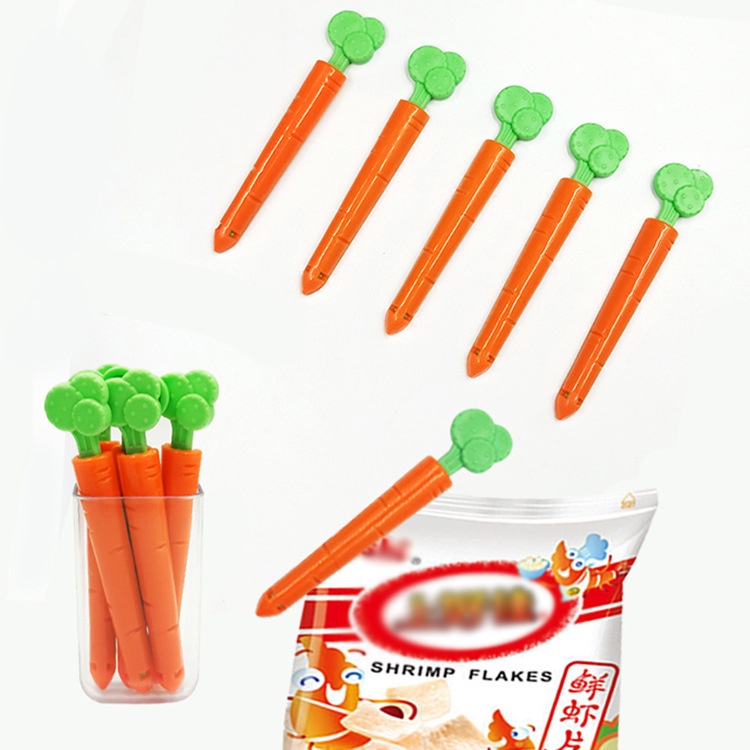 Set 5 Kẹp Nam Châm Đậy Kín Túi Đựng Thực Phẩm Thiết Kế Kiểu Cà Rốt Sáng Tạo