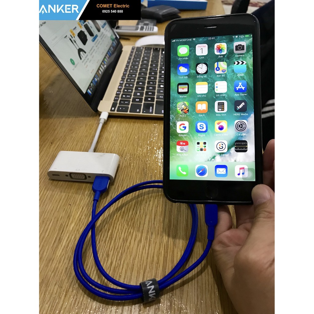 Cáp Lightning 15W ANKER Powerline II - Apple MFi 480Mbps dài 0.9m - A8432