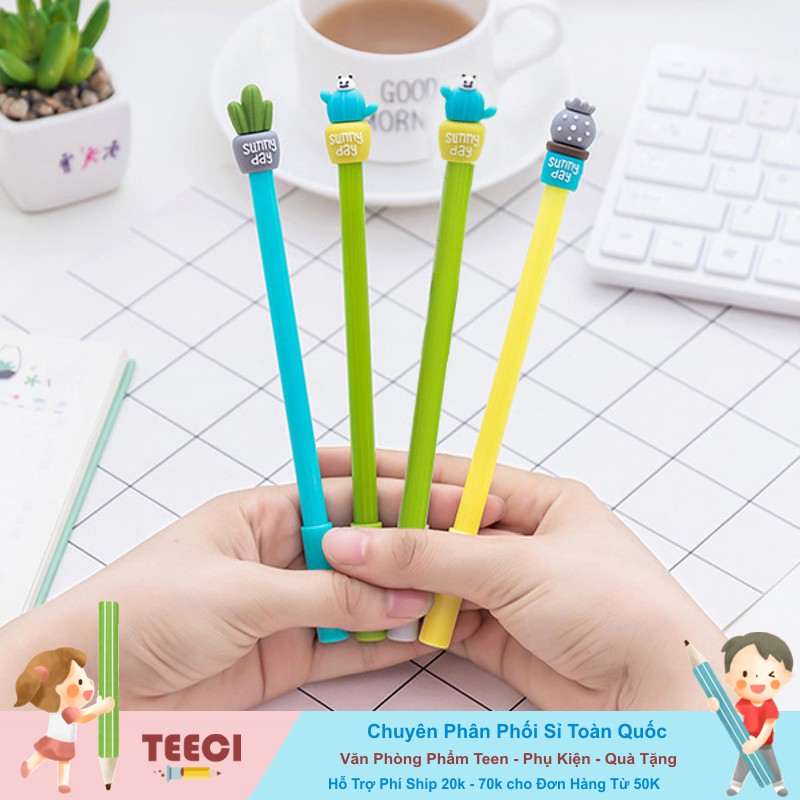 <Ảnh Thật Shop Chụp> Bút Bi Mực Đen Dáng Chibi Xương Rồng Cá Tính D004