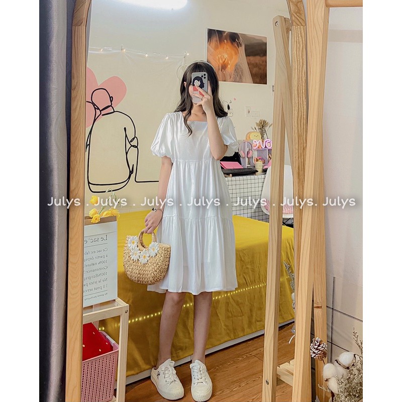 [Mã SKAMA06 giảm 8% tối đa 50K đơn 250K] Váy babydoll ba tầng tay bồng (ảnh thật shop chụp kèm video) | BigBuy360 - bigbuy360.vn