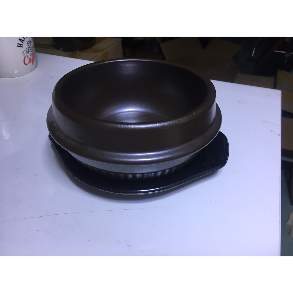 Thố,nồi đất nâu tráng men 16cm-1300ml nấu mì cay,súp kim chi ,canh Bulgogi kiểu Hàn Quốc kèm đế lót