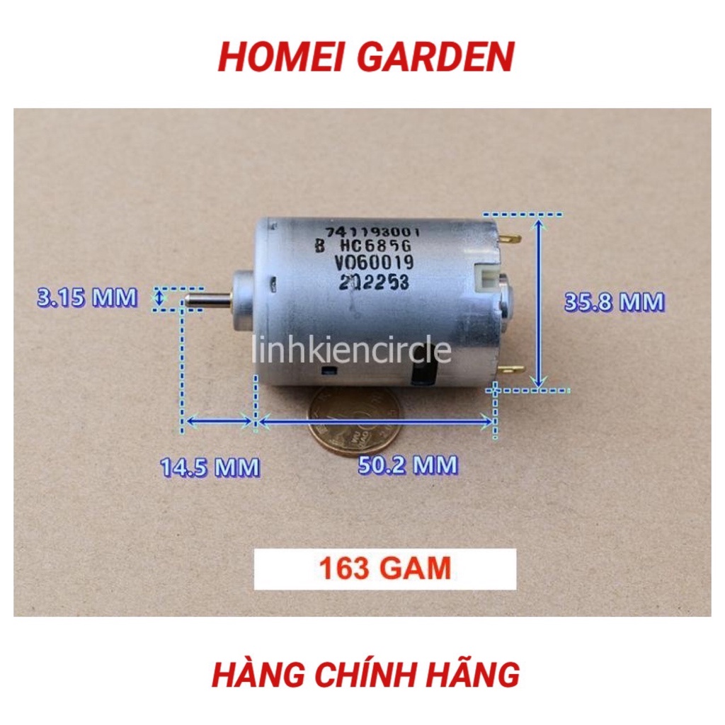 Motor 545 DC 12V - 18V Johnson chất lượng cao chổi than vòng bi đôi 16800 - 25000 RPM cho khoan pin máy hút bụi - D0115
