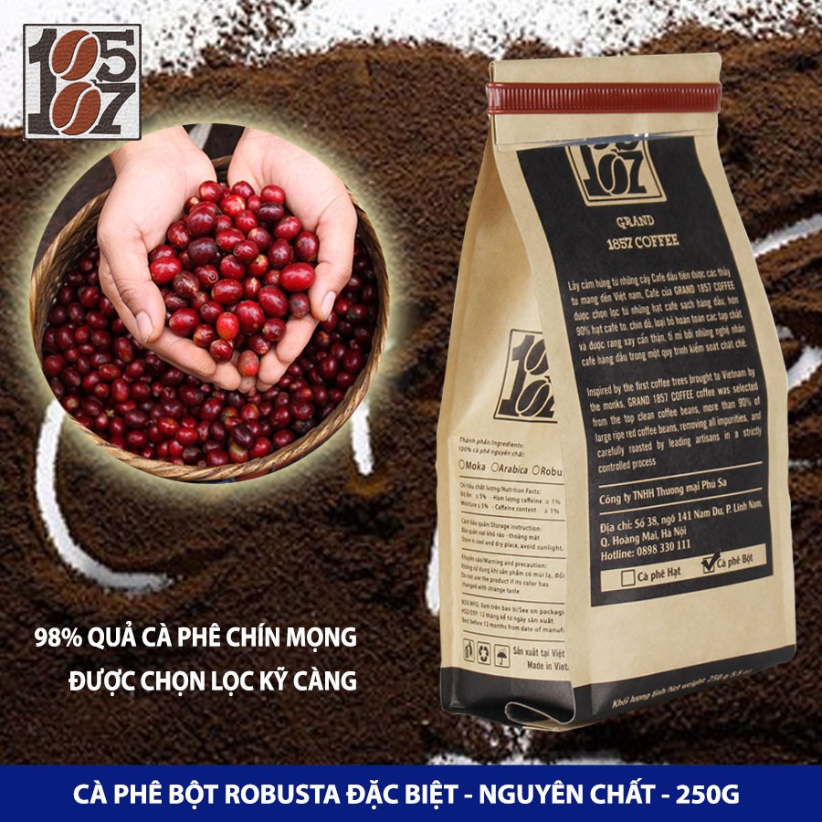 1KG Cà phê Robusta bột đặc biệt ❤️️ FREESHIP ❤️️ nguyên chất không pha trộn tẩm ướp hương liệu - grand 1857 coffee | BigBuy360 - bigbuy360.vn