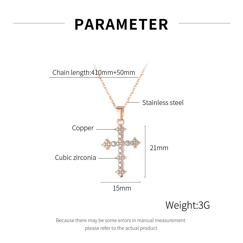 Dây chuyền OPK GDX042 bằng thép không gỉ mặt hình chữ thập đính đá zircon thời trang cho nữ