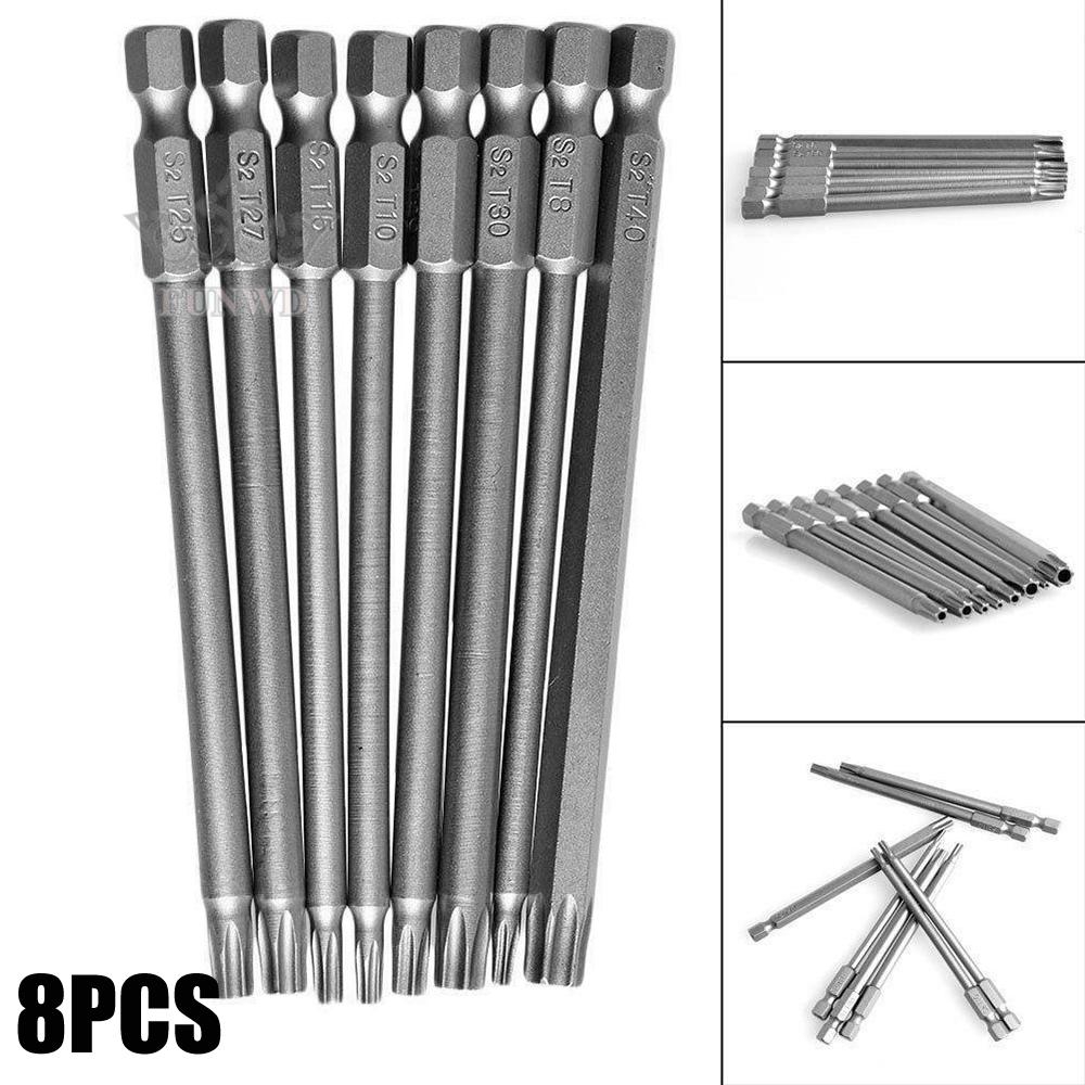 Torx Screwdriver Bit 1/4 inch Magnetic Head Drill Security Extra Long Silver Drivers Repair Workshop Equipment