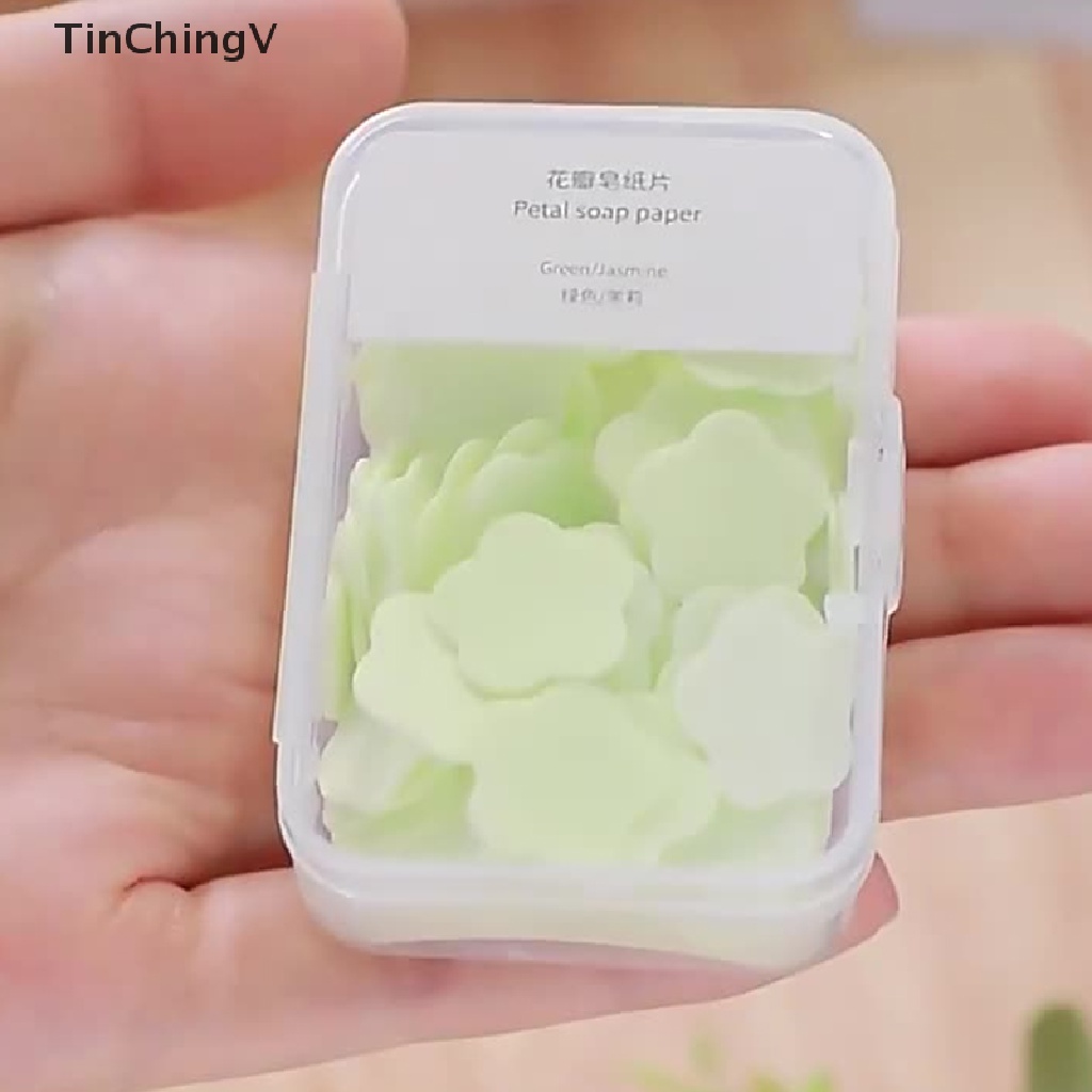 Hộp 100 Xà Phòng Giấy Hình Bông Hoa Mini Dễ Thương Dùng Một Lần Kèm Hộp Đựng