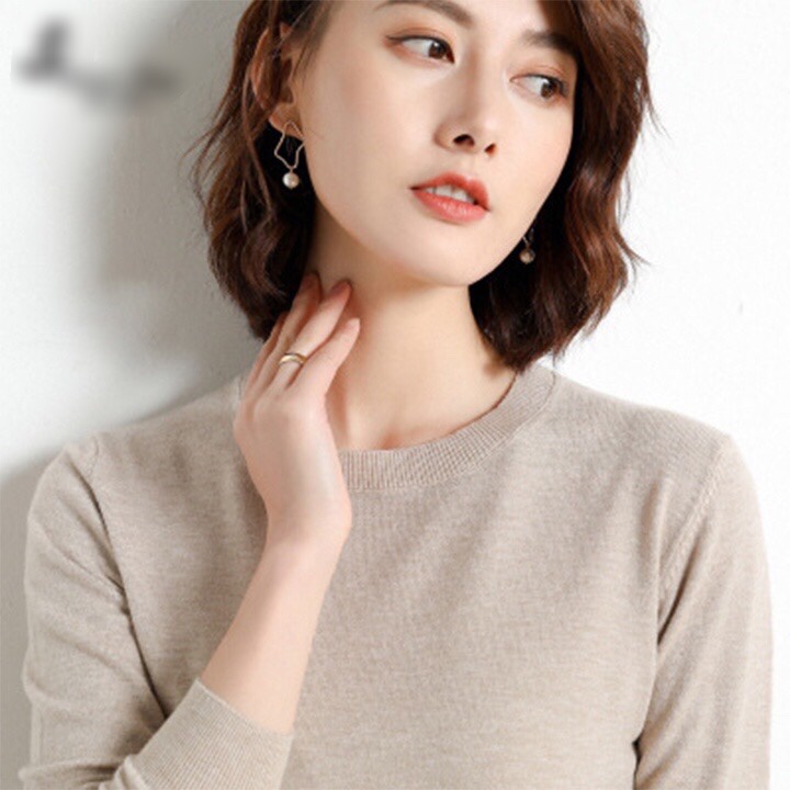 Áo len dài tay, áo len nữ cổ tròn bo gấu nhiều màu nhiều size hàng Quảng Châu