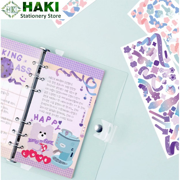 Sticker cute trang trí sổ họa tiết ruy băng HAKI dễ thương, hình dán sticker cute đáng yêu giá rẻ ST11