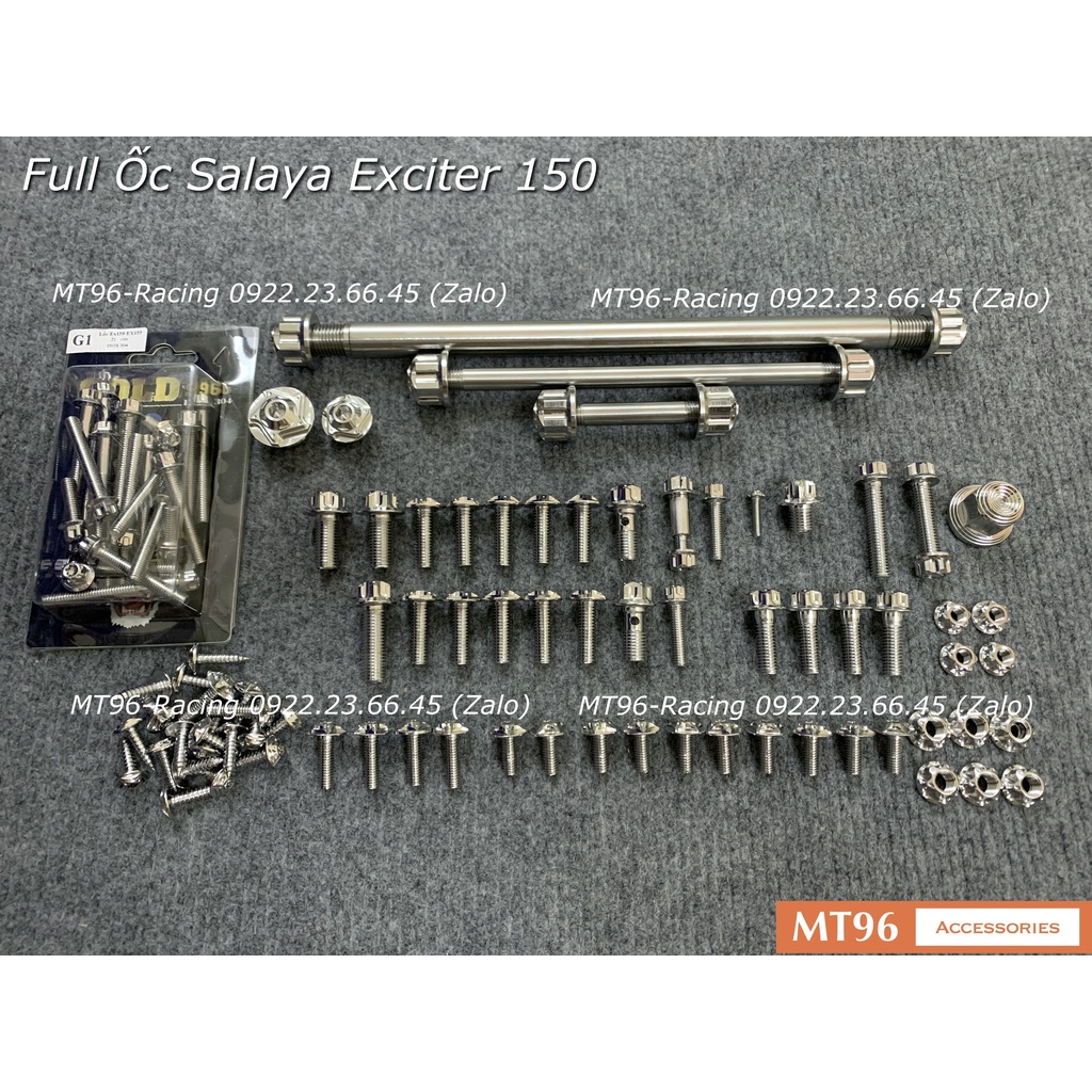 Full Ốc Salaya Cho Exciter 150  Chuẩn Inox304 Siêu Sáng Không Sét Có Bảo Hành
