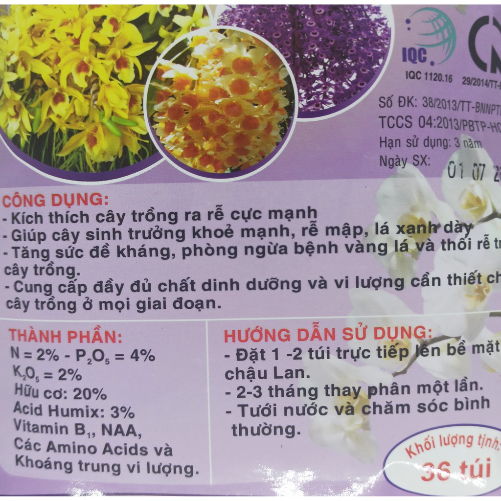 Phân hữu cơ Orchid 1 - viên nén 36 túi lưới tốt cho Lan và cây cảnh