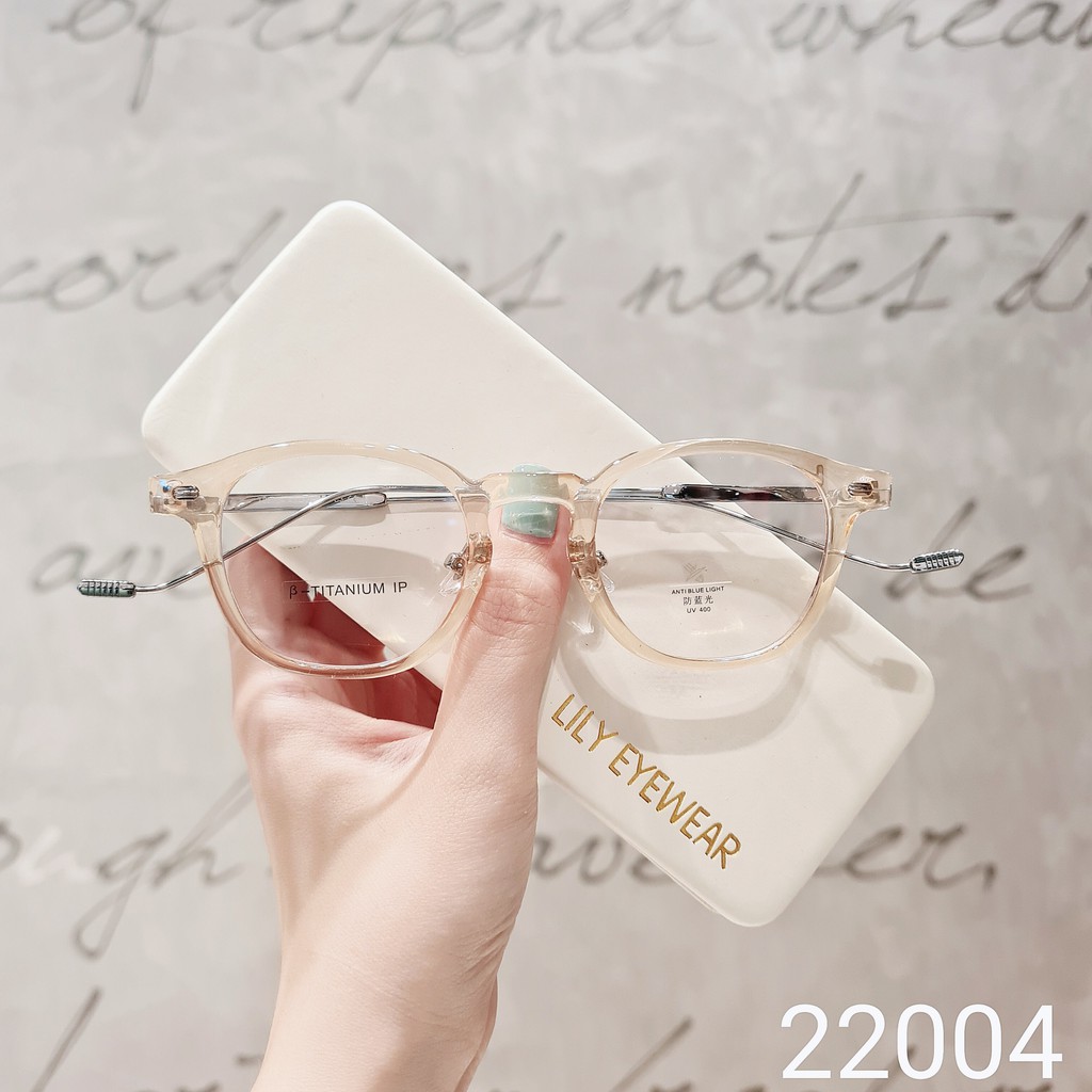 Gọng Kính Cận Nam Nữ Lilyeyewear Mắt Tròn Càng Titanium Thiết Kế Thời Trang 22004
