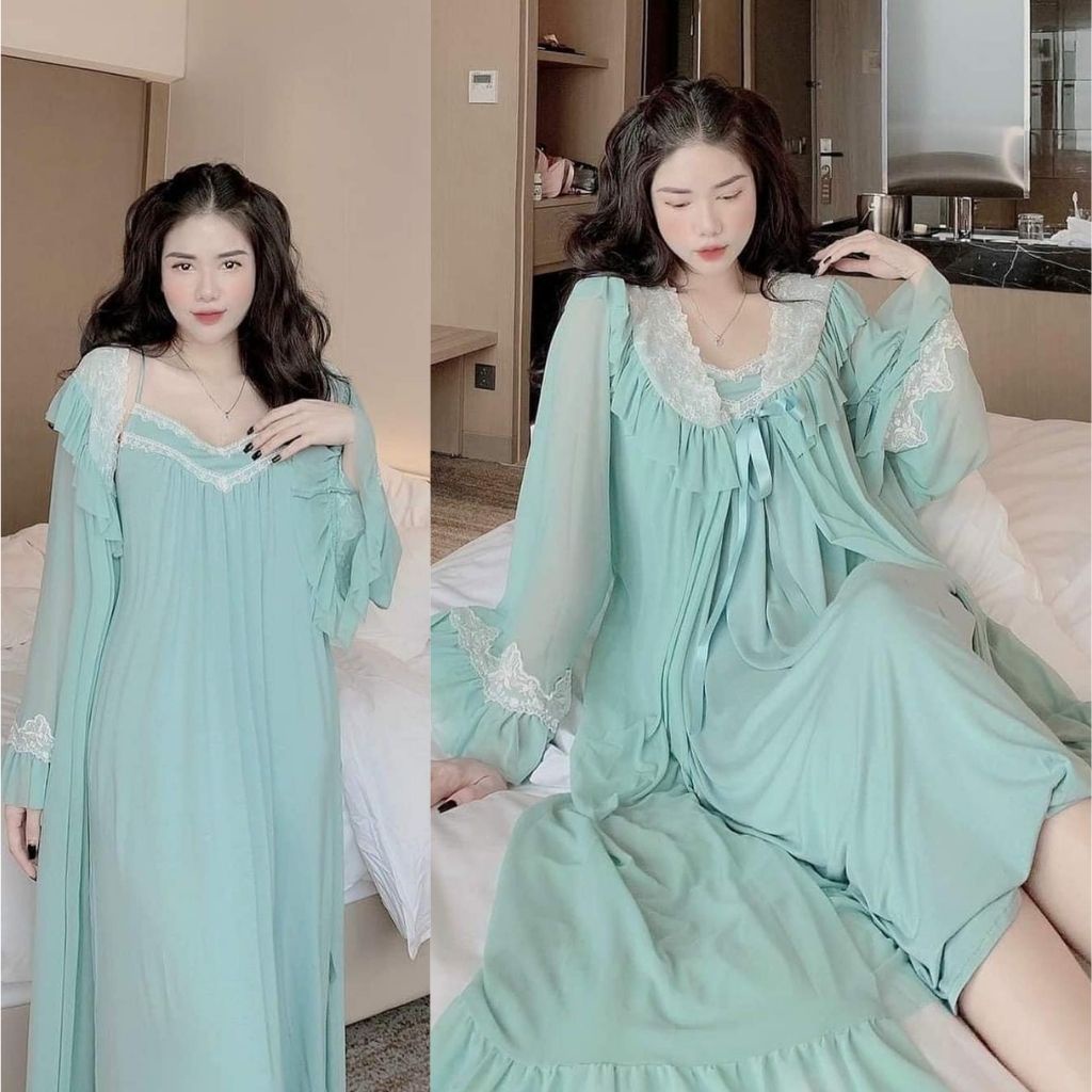 Váy ngủ áo choàng BIGSIZE ❣️FREE SHIP❣️ Đầm ngủ sexy lụa Chiffon Chất Siêu Mát Dáng Siêu Xinh &lt;80kg