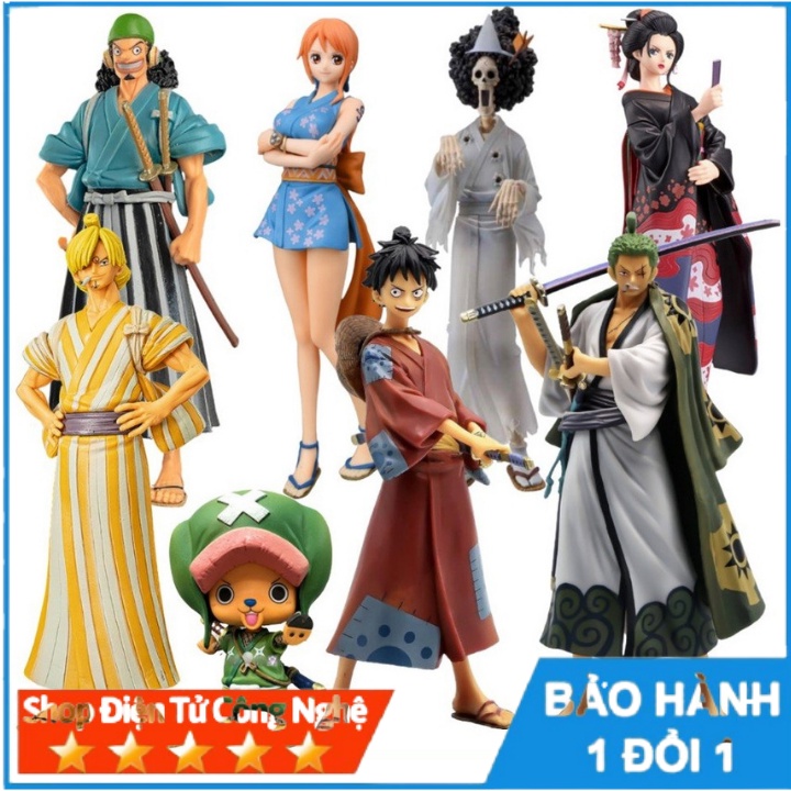 Mô hình One Piece Luffy, Zoro, Sanji, Usopp ở Wano quốc , cao 17cm