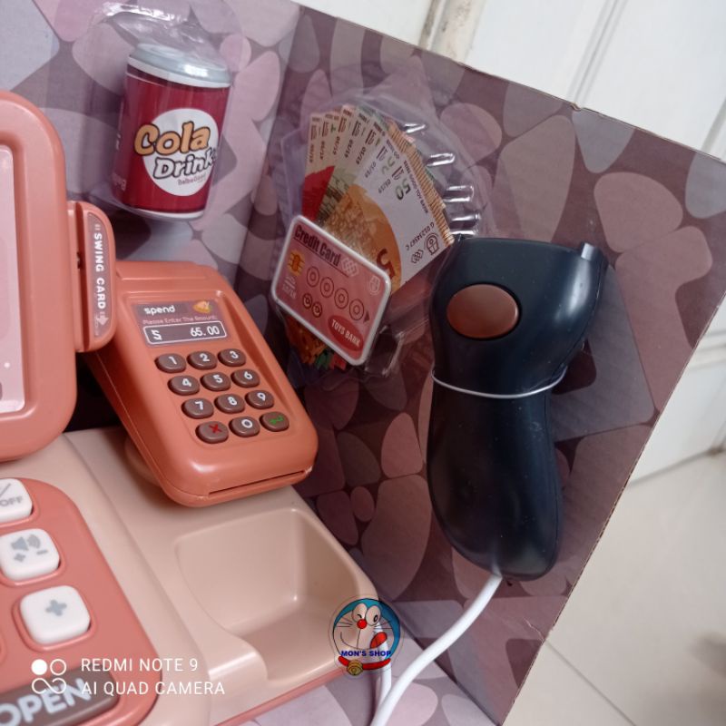 Đồ chơi máy tính tiền siêu thị màn hình hiển thị số có micro, có âm thanh
