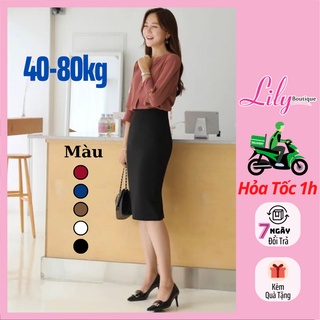 Chân váy bút chì công sở 63cm lily váy công sở dài qua gối chất thun hàn co giãn ôm dáng nữ bigsize đến 80kg cv63cm