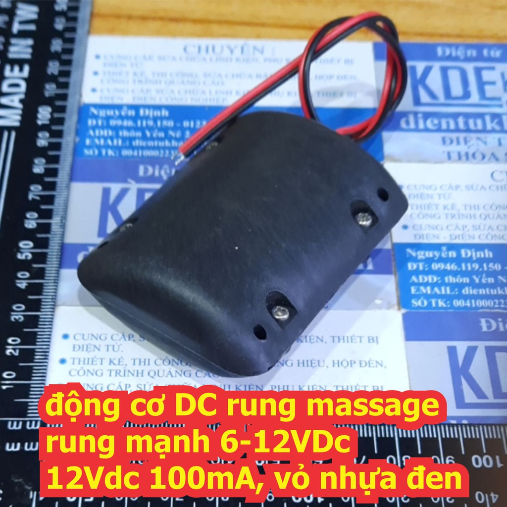 động cơ DC rung massage rung mạnh 6-12VDc 12Vdc 100mA, vỏ nhựa đen kde7088