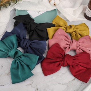 Kẹp tóc nơ to bản vải satanh cao cấp