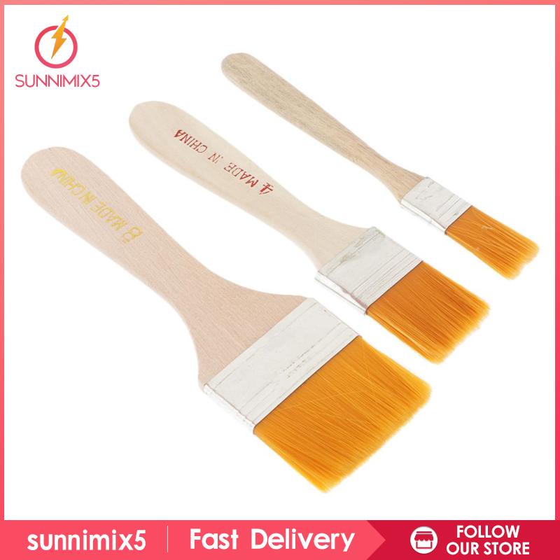 Bộ 3 Cọ Vẽ Tranh Sợi Nylon Tay Cầm Bằng Gỗ DIY