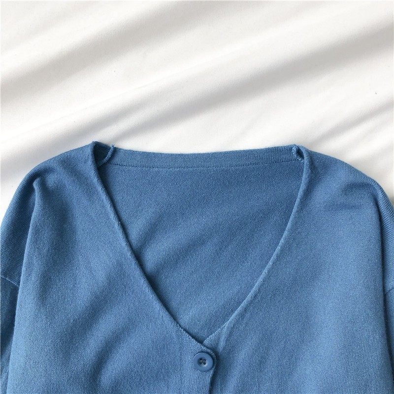 Áo khoác cardigan len đan cổ chữ V đơn giản trẻ trung cho nữ hàng Quảng Châu | BigBuy360 - bigbuy360.vn