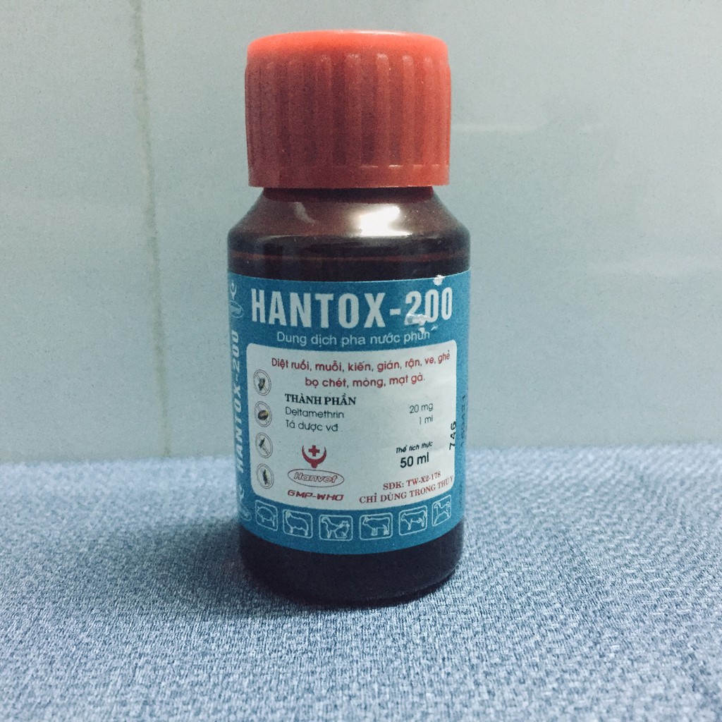 HANTOX 200 - Dung dịch nước phun hỗ trợ diệt ruồi, muỗi, kiến, gián, rận, ve, bọ chét, mòng, mạt gà [50ml]