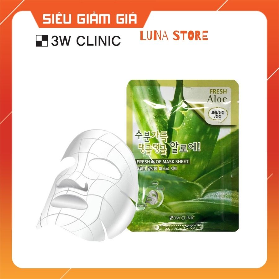 Mặt nạ giấy - Mask dưỡng trắng da dưỡng ẩm chiết xuất từ thiên nhiên 3W CLINIC Hàn Quốc 23ml [ Lẻ 1 Miếng ]