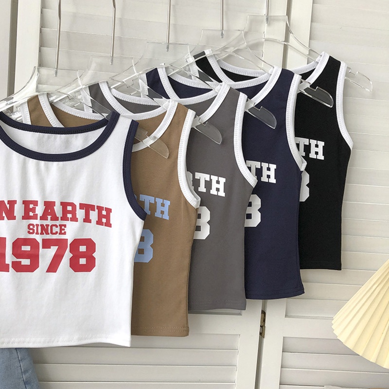 Áo Tank Top Sát Nách Cổ Tròn Hoạ Tiết Chữ In