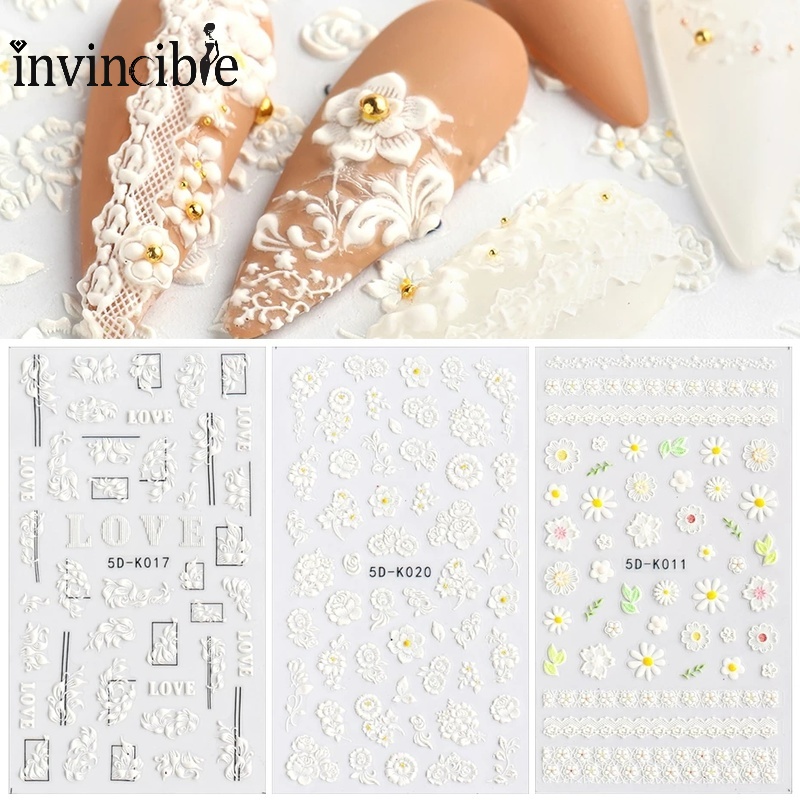 Miếng Dán Trang Trí Móng Tay Hình Hoa Và Bướm 5D