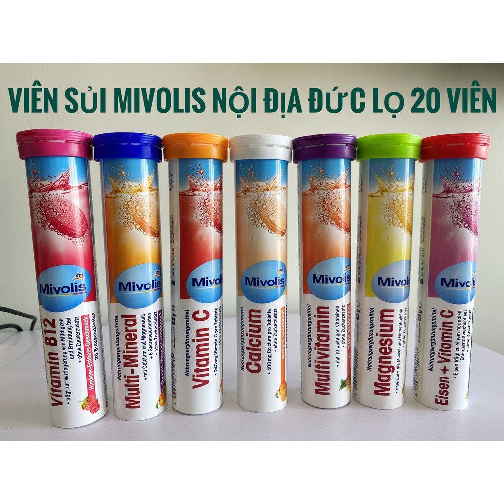 Viên Sủi Mivolis Vitamin C và các vị khác Hỗ trợ tăng cường hệ miễn dịch 20 Viên của ĐỨC