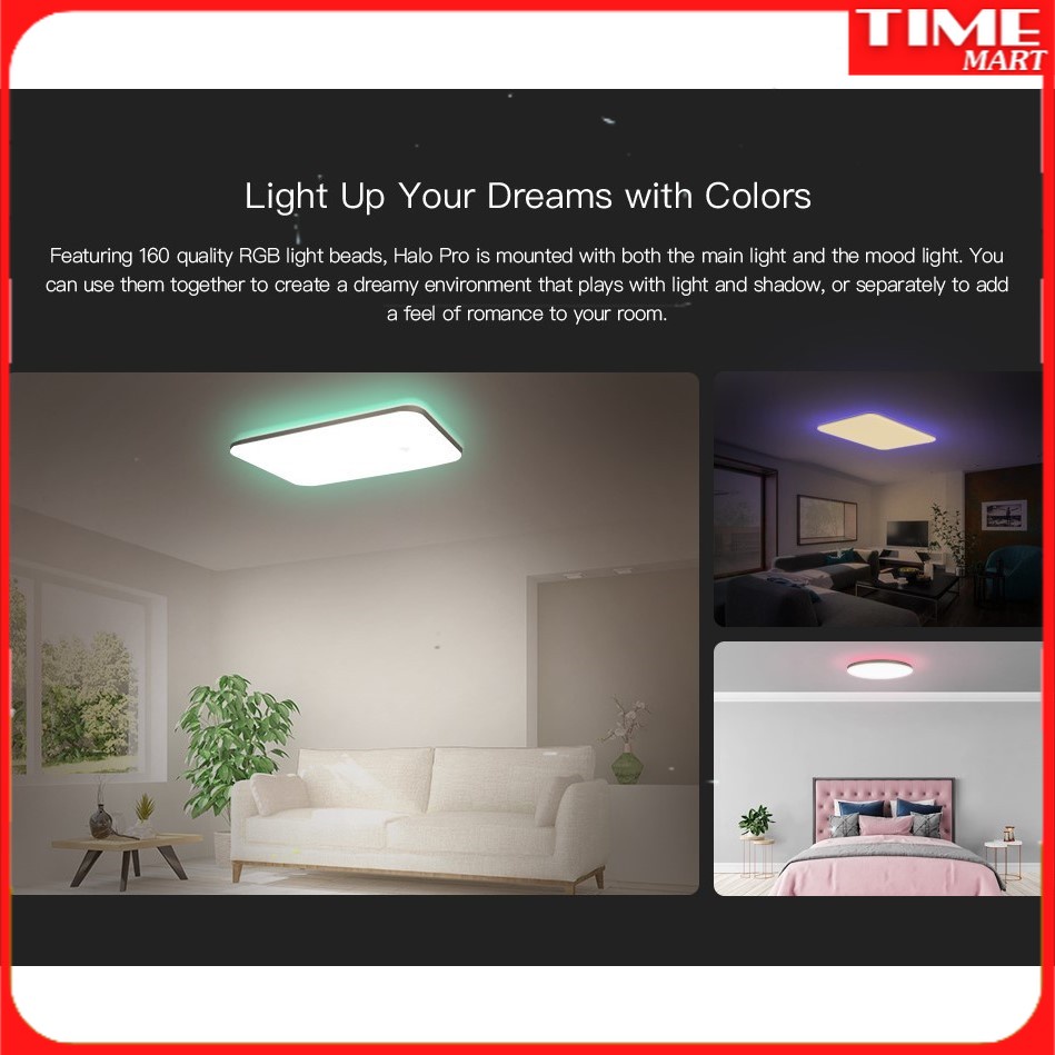 Đèn led ốp trần thông minh HALO 2020, YLXD49YL, 930X630 MM, 100W, RGB 16 TRIỆU MÀU [TIME_MART]