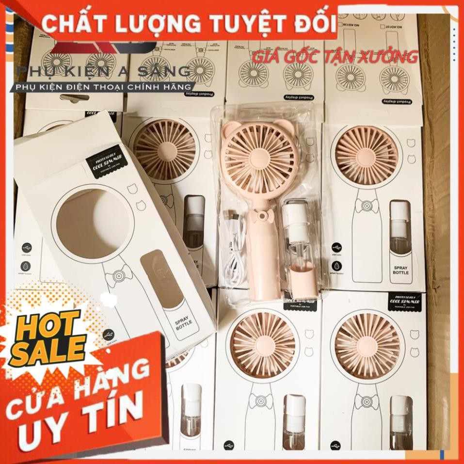 Quạt mini cầm tay phun sương 2in1 sạc pin usb 7 cánh quạt tạo gió