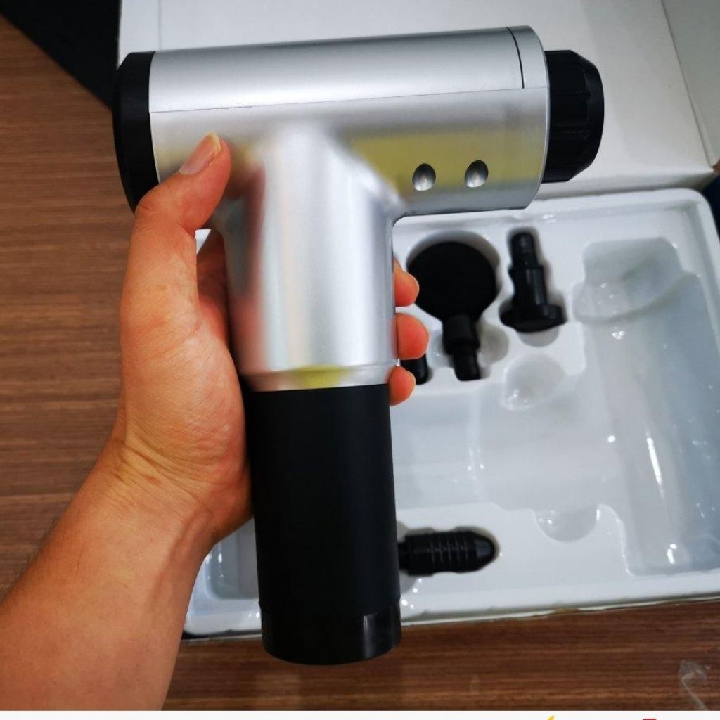 Máy Massage Cầm Tay Fascial Gun HG 320 - 4 Đầu 6 Chế Độ - Massage Toàn Thân Giảm Đau Cơ - Đa Năng - Hàng Chính Hãng