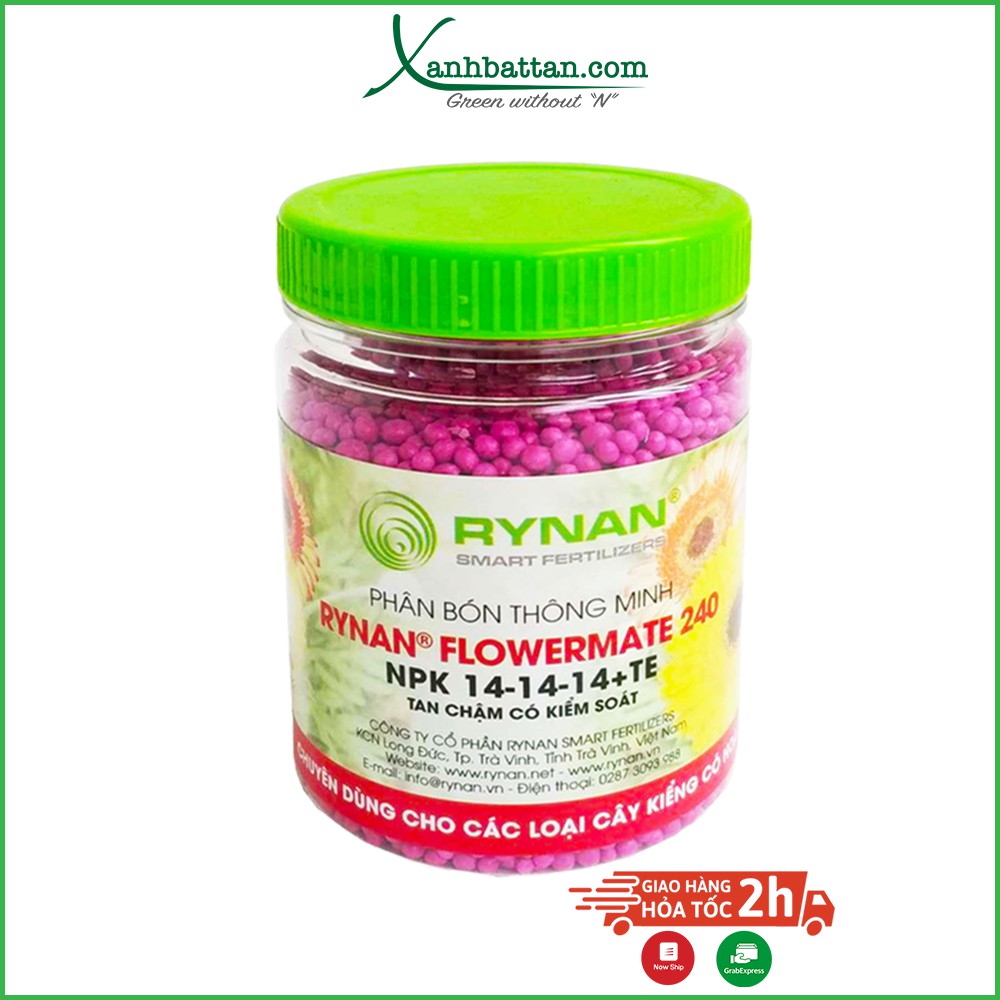 Phân tan chậm thông minh RYNAN 240 dưỡng cây, kích hoa dùng cho hoa kiểng 150 gram