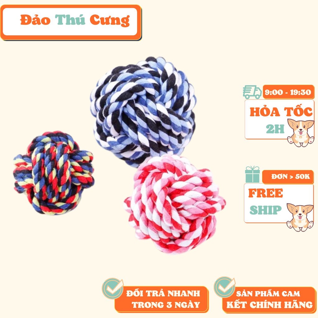 (Nhiều loại) Banh cho chó (Bóng tết thừng, banh 7 sắc, bóng tập cắn) đồ chơi chó mèo banh chó nhai sạch răng