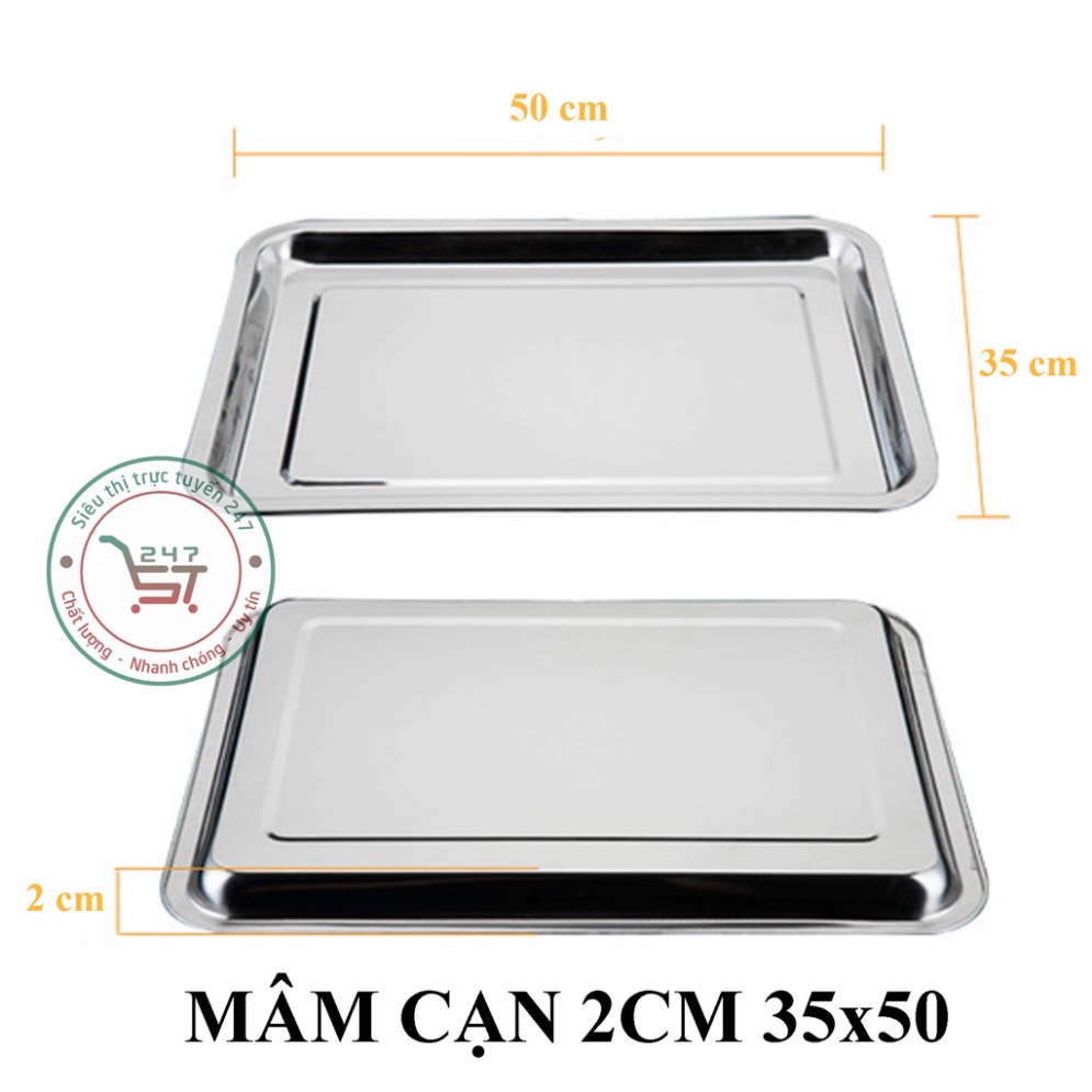 Khay inox cạn,mâm đựng thức ăn dày đẹp nhiều kích thước tiện dụng. mâm buffet chữ nhật sáng bóng sang trọng
